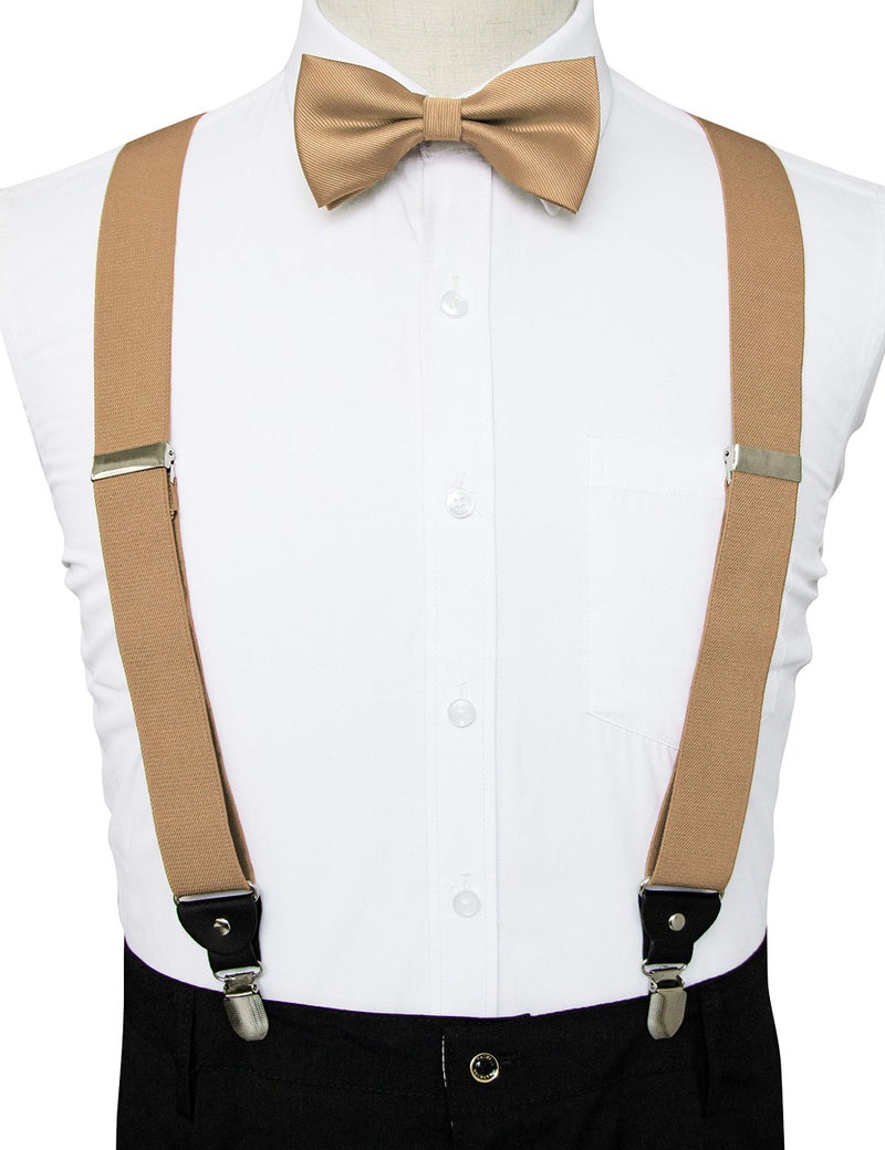 JEMYGINS Gold Suspender and Silk Bow Tie Sets for Men (Gold) - Image 4